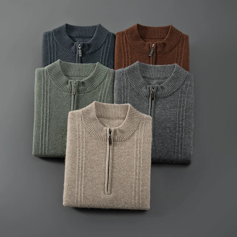 Bobby | 100% Cashmere Ribbed Half Zip