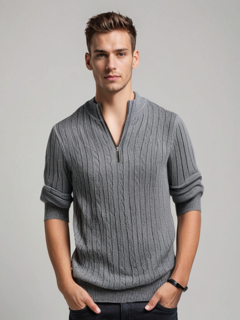 Christoffer | Cable knit quarter zip sweater